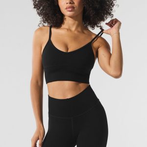 Alo Yoga Seamless Winter Warm Plush Delight Bra - Black