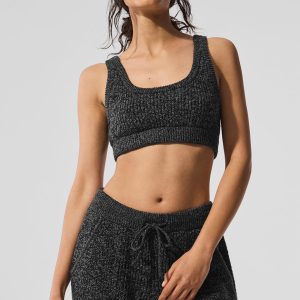 Alo Yoga Marl Sweater Bra - Black Marl