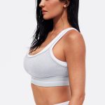 Alo Yoga Alosoft Better Together Bra - Athletic Heather Grey/White
