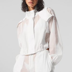 Alo Yoga Cropped Game Time Full Zip Jacket - White